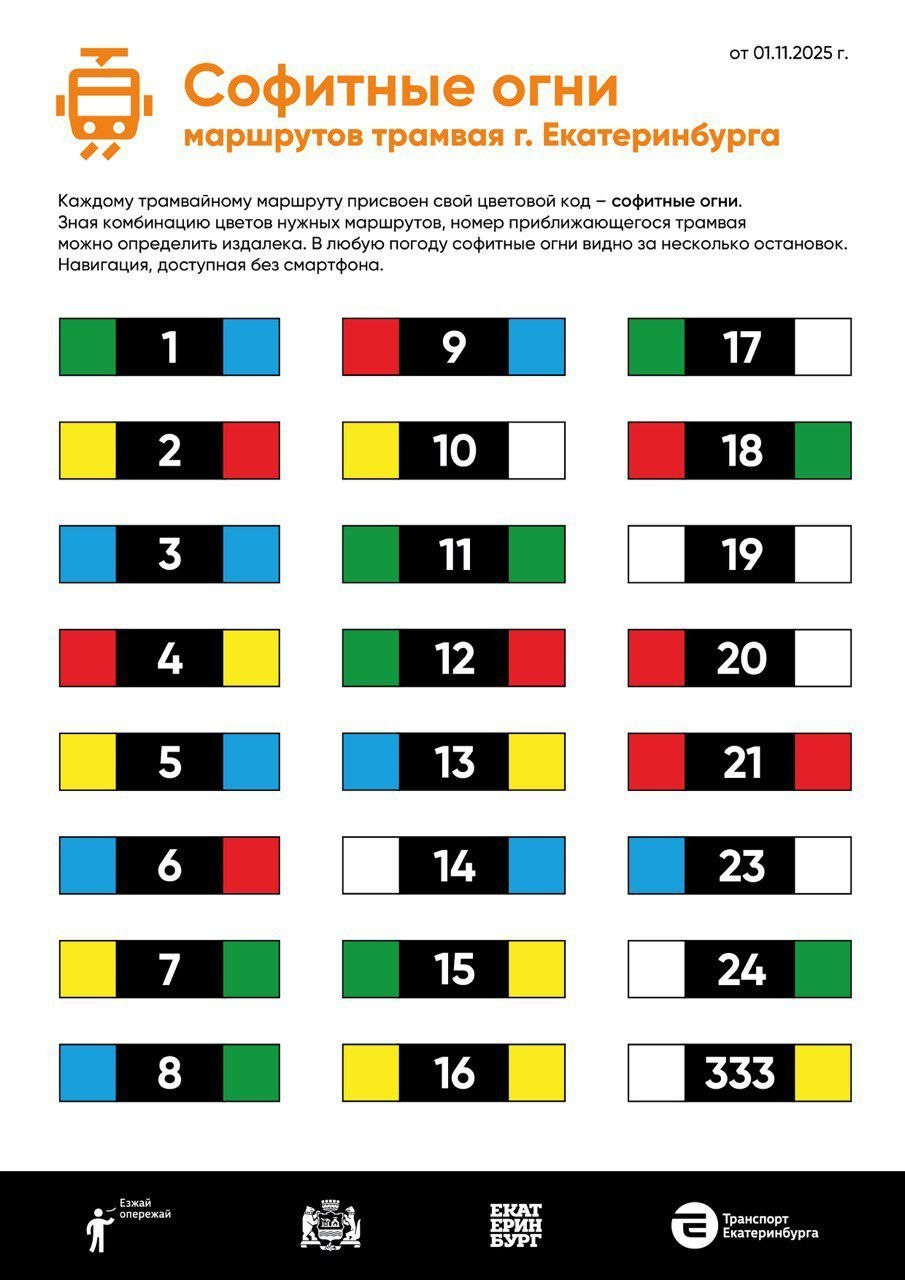 В Екатеринбурге каждому трамвайному маршруту присвоят свой цветовой код