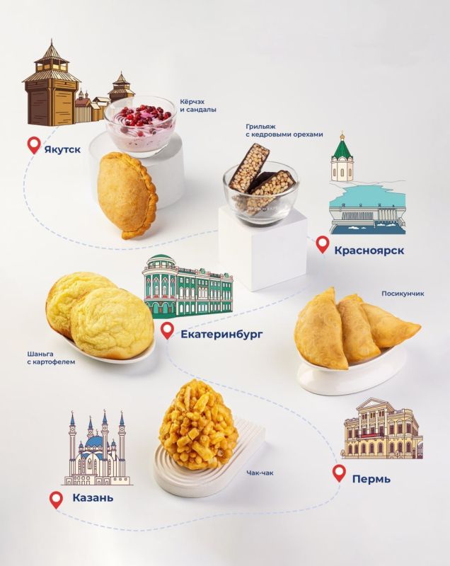 Пассажиров из Красноярска, Перми, Екатеринбурга, Якутска и Казани теперь будут кормит посикунчиками, чак-чаком и грильяжем из кедровых орехов
