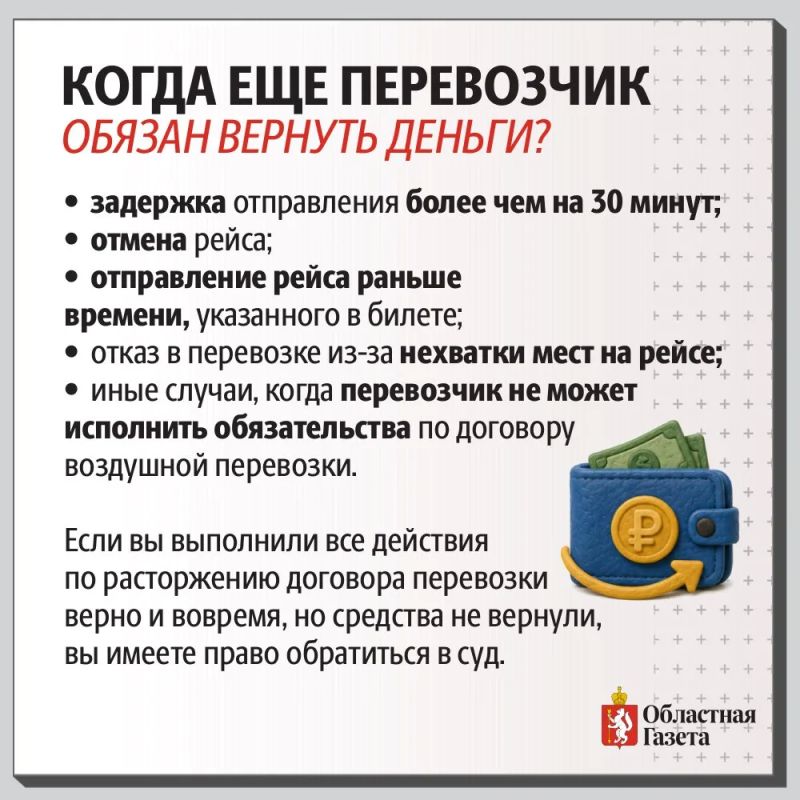 Когда авиакомпания обязана вернуть деньги за невозвратный билет? Когда авиакомпания обязана вернуть деньги за невозвратный билет?